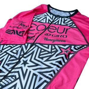 Coeur Cycling Jersey Women Large Pink Black Star Geometric Short Sleeve Racing